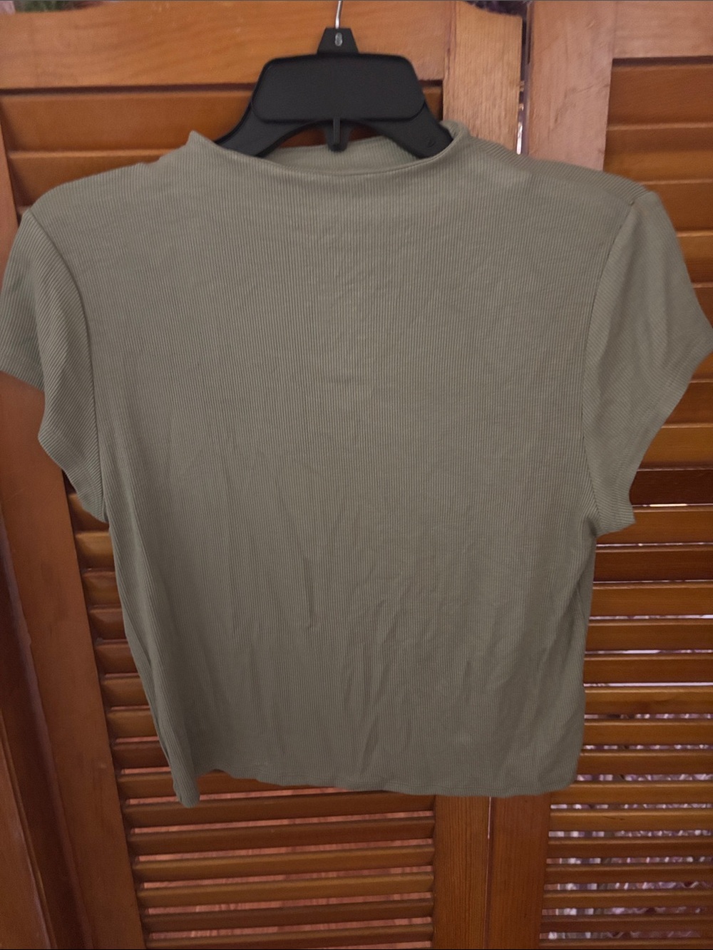 wild fable Olive Ribbed Mock Neck Short Sleeve Tee